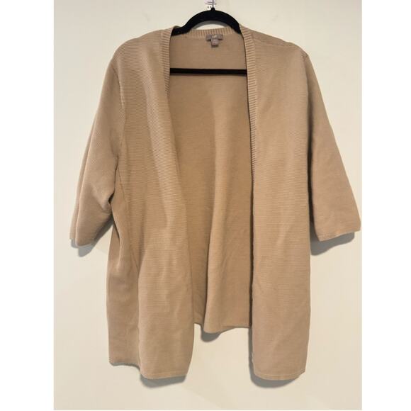 J. Jill Womens 2X Open Front Cardigan Sweater 100% Cotton Neutral Tan Beige Knit - Picture 1 of 7
